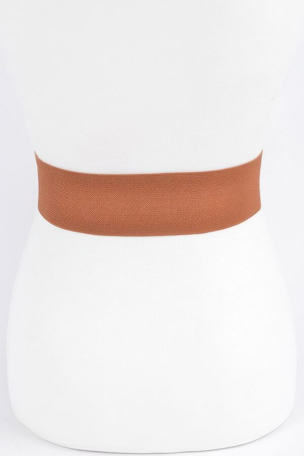 Wide Elastic Belt with Oversized Metal Buckle