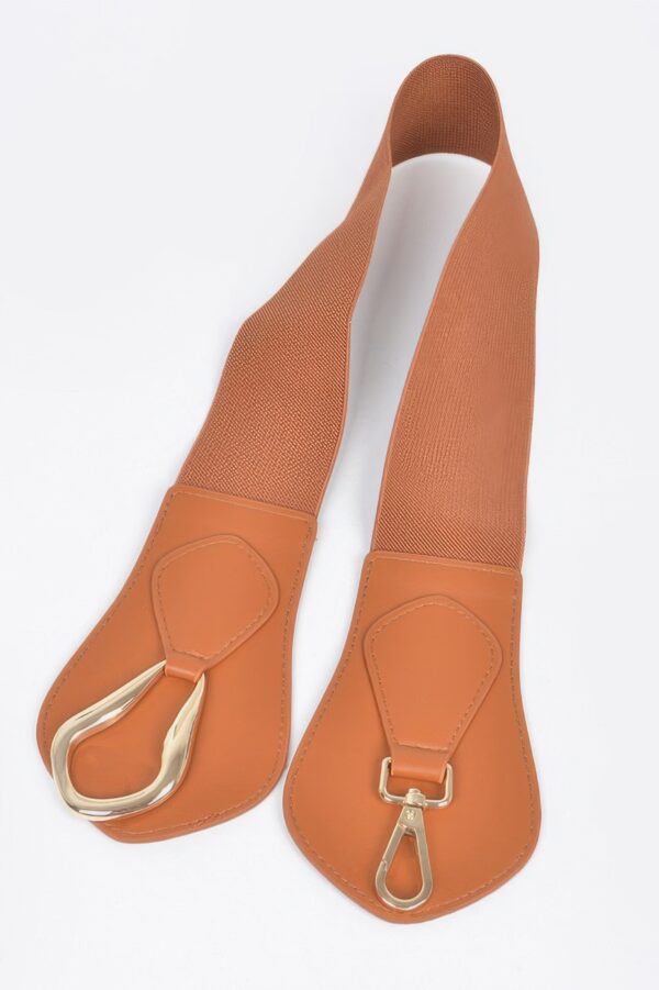 Wide Elastic Belt with Oversized Metal Buckle