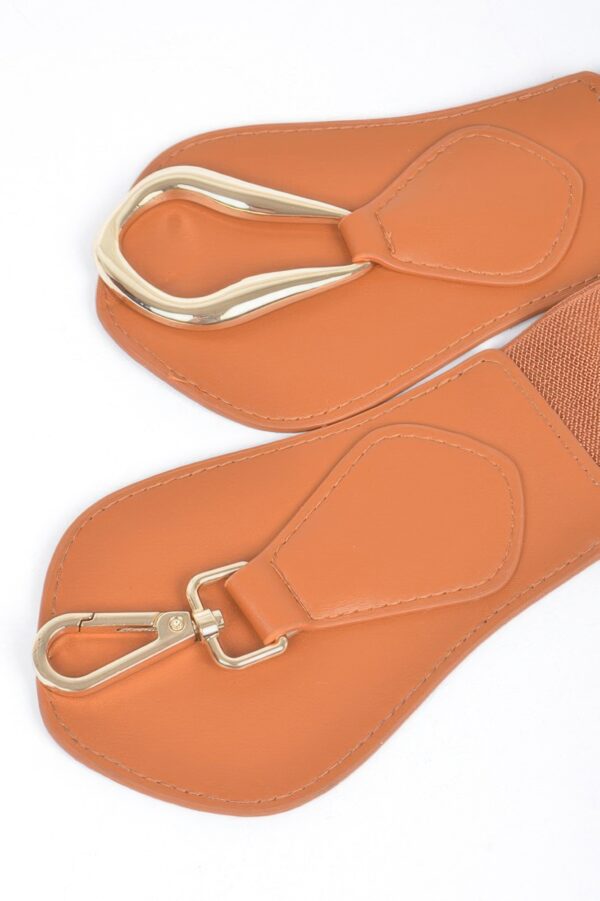 Wide Elastic Belt with Oversized Metal Buckle