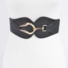 Wide Elastic Belt with Oversized Metal Buckle