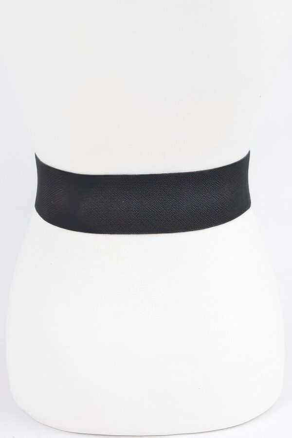 Wide Elastic Belt with Oversized Buckle – Polished Finish