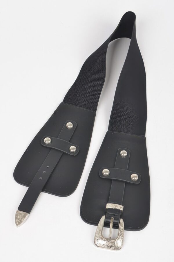 Wide Elastic Belt with Oversized Buckle – Polished Finish