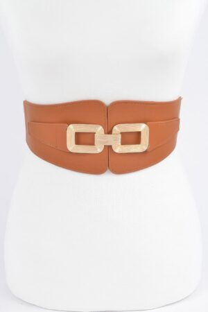 Wide Metal-Link Elastic Waist Belt – Chain Front