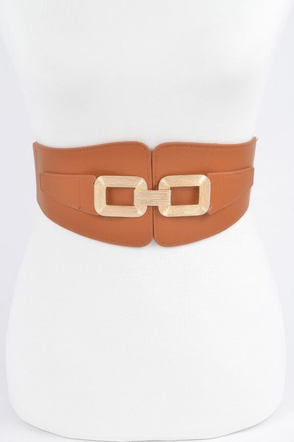 Wide Metal-Link Elastic Waist Belt – Chain Front