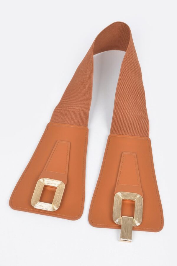 Wide Metal-Link Elastic Waist Belt – Chain Front