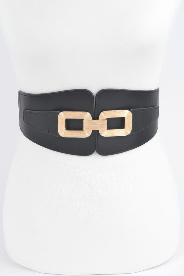 Wide Metal-Link Elastic Waist Belt – Chain Front