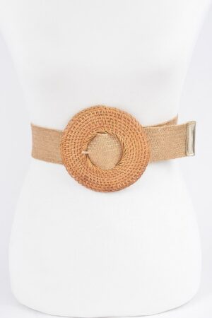 Round Bamboo Buckle Elastic Belt – Handmade