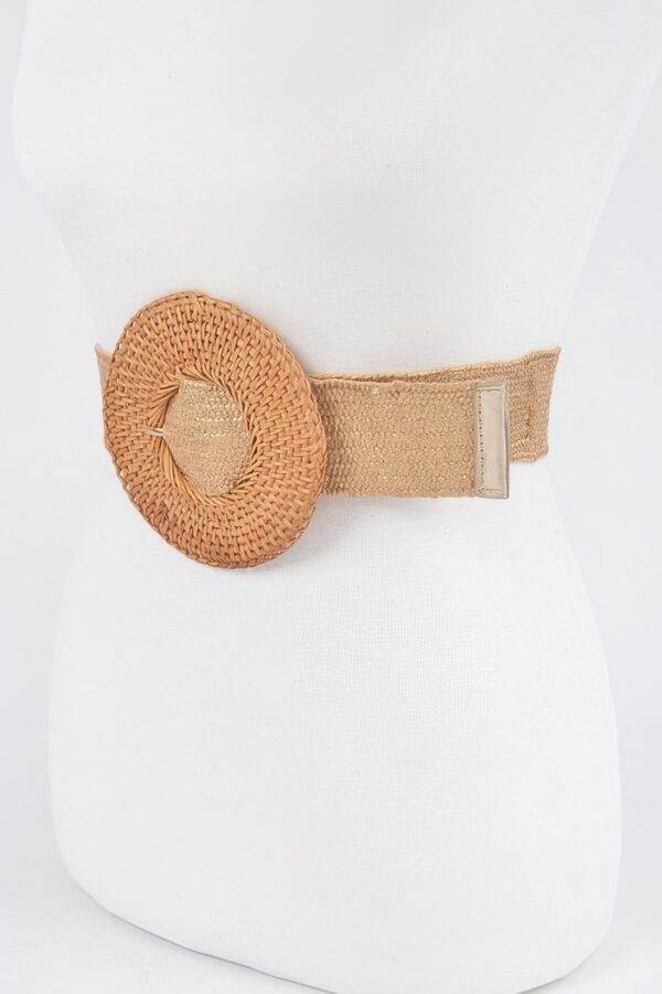 Round Bamboo Buckle Elastic Belt – Handmade