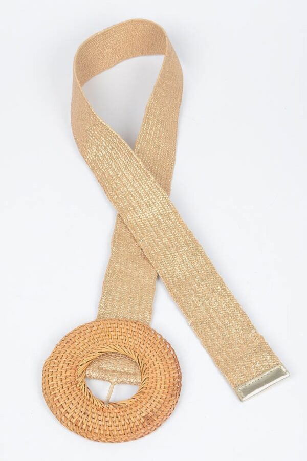 Round Bamboo Buckle Elastic Belt – Handmade