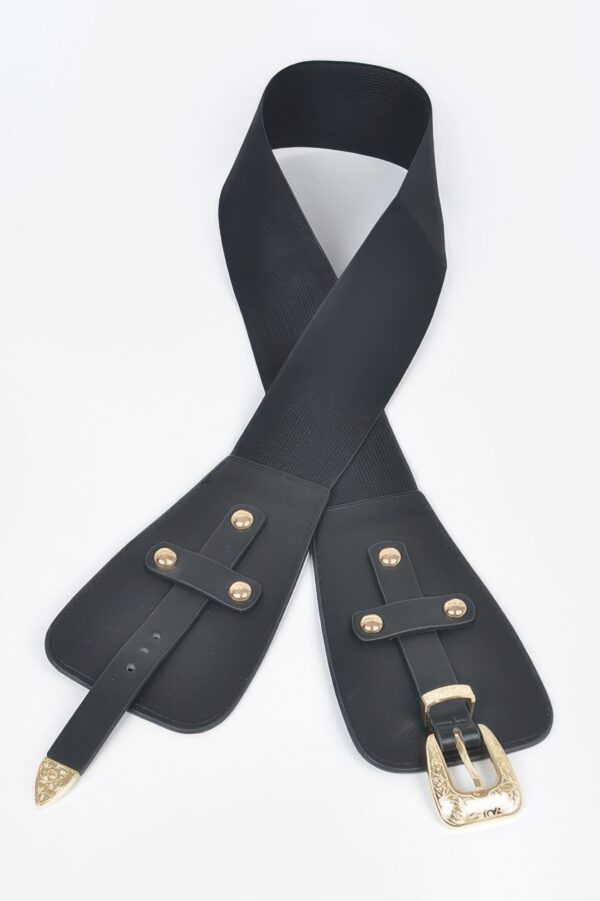Plus-Size Wide Elastic Belt with Oversized Buckle