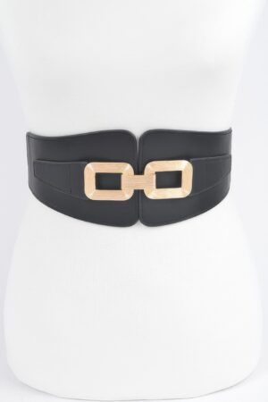 Wide Metal-Link Plus Size Elastic Belt – High-Shine