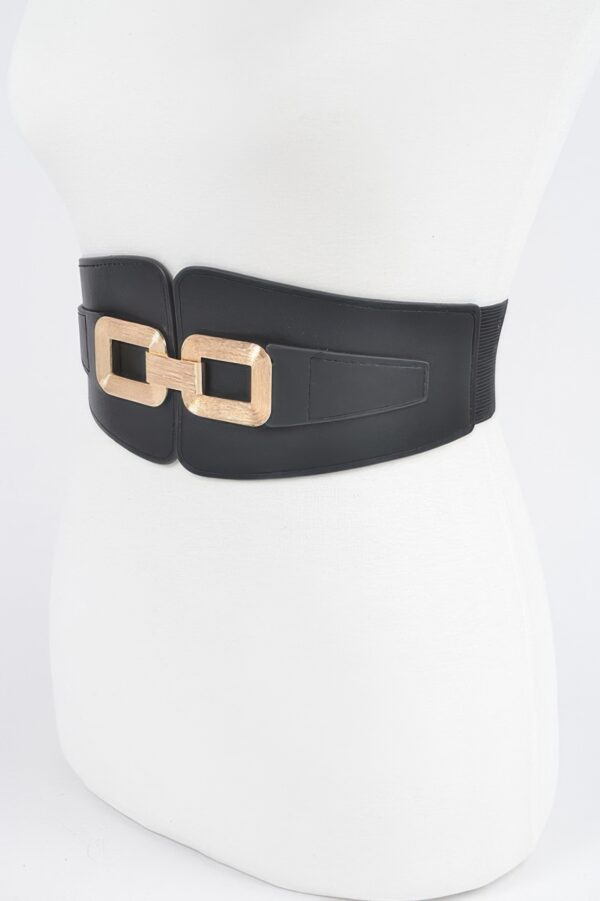 Wide Metal-Link Plus Size Elastic Belt – High-Shine
