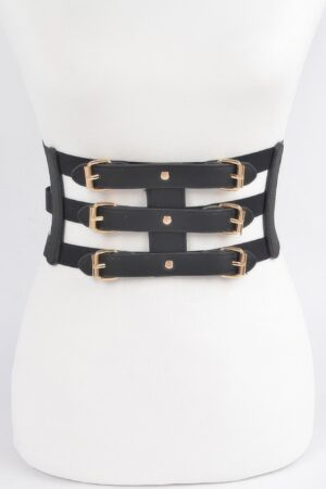 Wide Elastic Belt with Metal Link Front – Plus Size