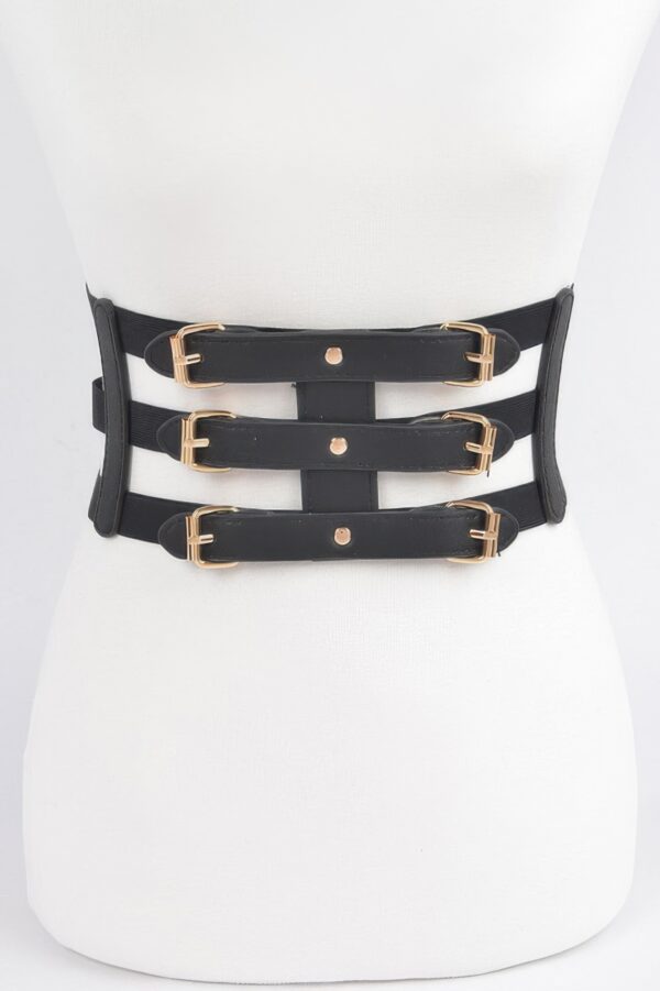 Wide Elastic Belt with Metal Link Front – Plus Size