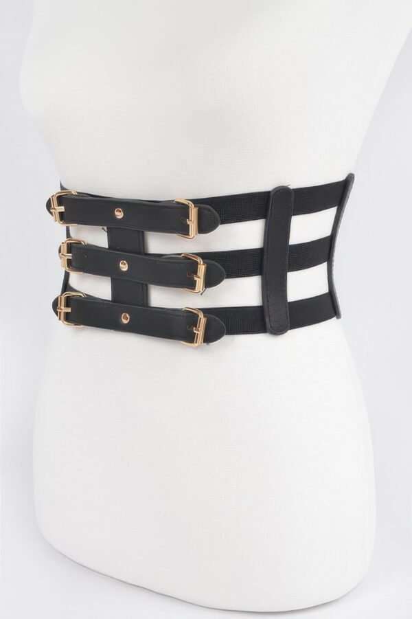 Wide Elastic Belt with Metal Link Front – Plus Size