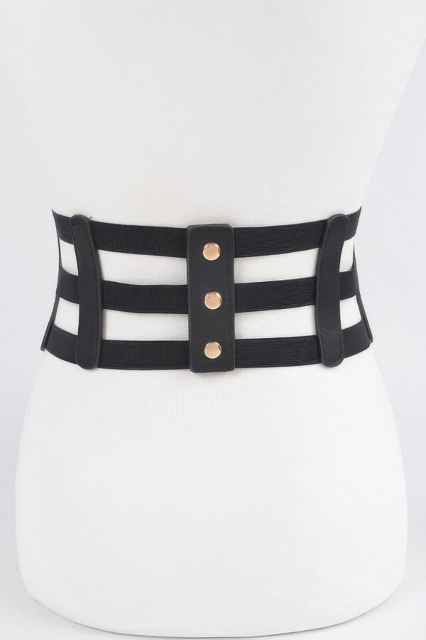Wide Elastic Belt with Metal Link Front – Plus Size