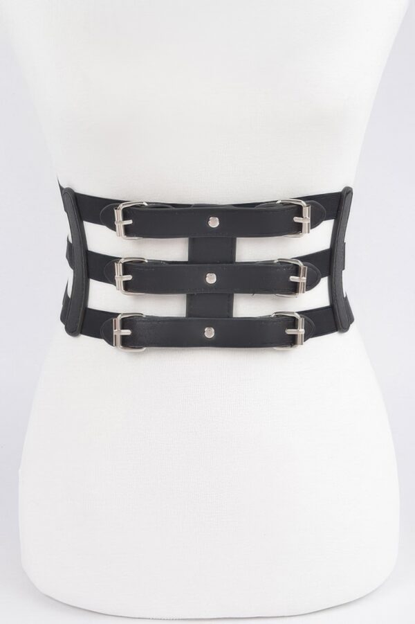 Wide Elastic Belt with Metal Link Front – Plus Size