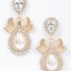 Bow Faux Pearl Drop Earrings – Post-back