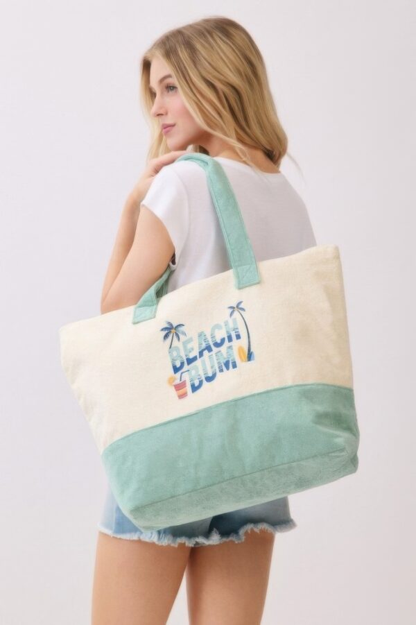 Beach Bum Terry Tote – Palm & Surf Graphic