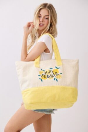 Hello Summer Terry Tote – Lemon Motif Terrycloth
