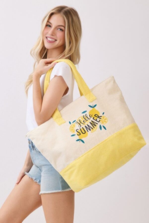 Hello Summer Terry Tote – Lemon Motif Terrycloth