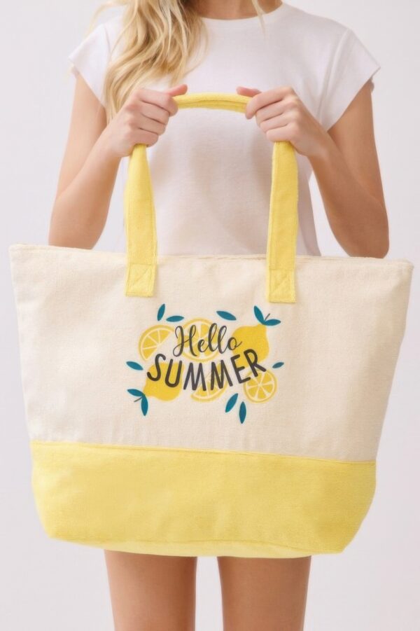 Hello Summer Terry Tote – Lemon Motif Terrycloth