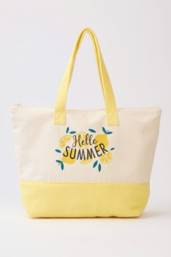 Hello Summer Terry Tote – Lemon Motif Terrycloth