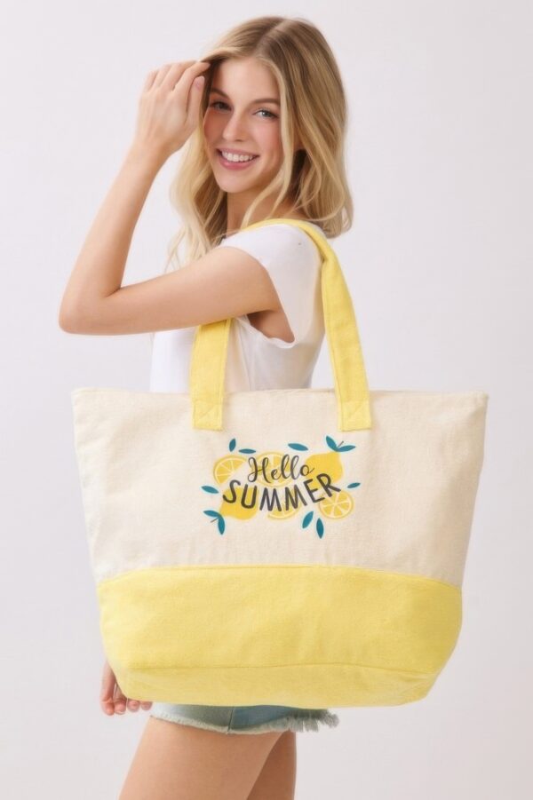 Hello Summer Terry Tote – Lemon Motif Terrycloth