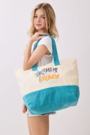 Take Me To The Beach Terry Tote – Palm & Wave
