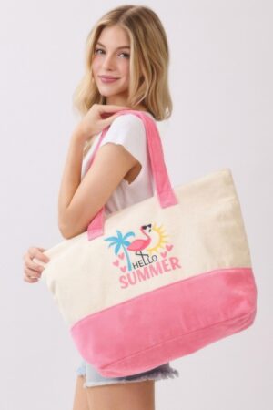Hello Summer Terry Tote – ‘HELLO SUMMER’ Graphic Bag