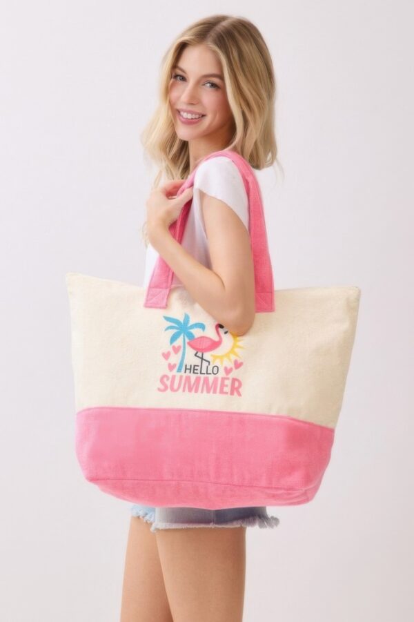 Hello Summer Terry Tote – ‘HELLO SUMMER’ Graphic Bag