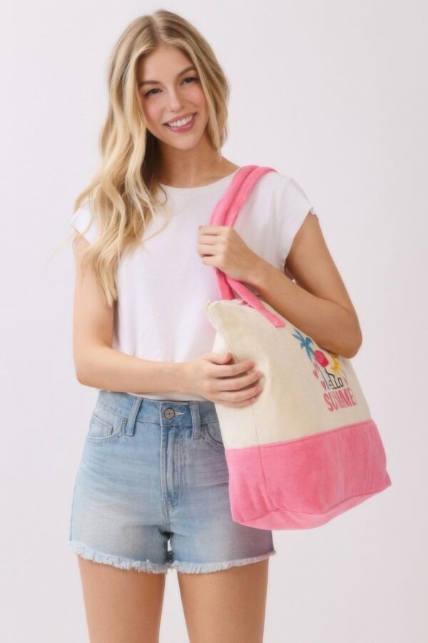 Hello Summer Terry Tote – ‘HELLO SUMMER’ Graphic Bag
