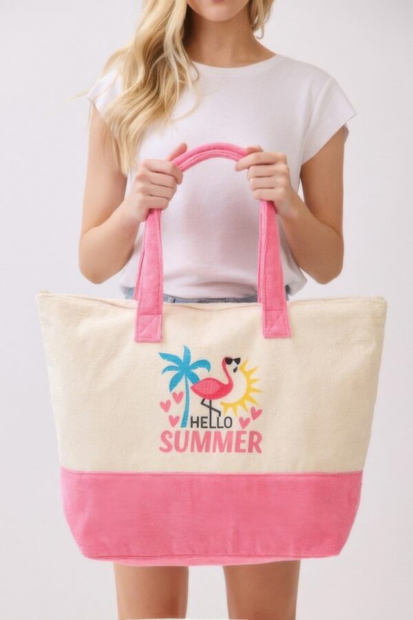 Hello Summer Terry Tote – ‘HELLO SUMMER’ Graphic Bag