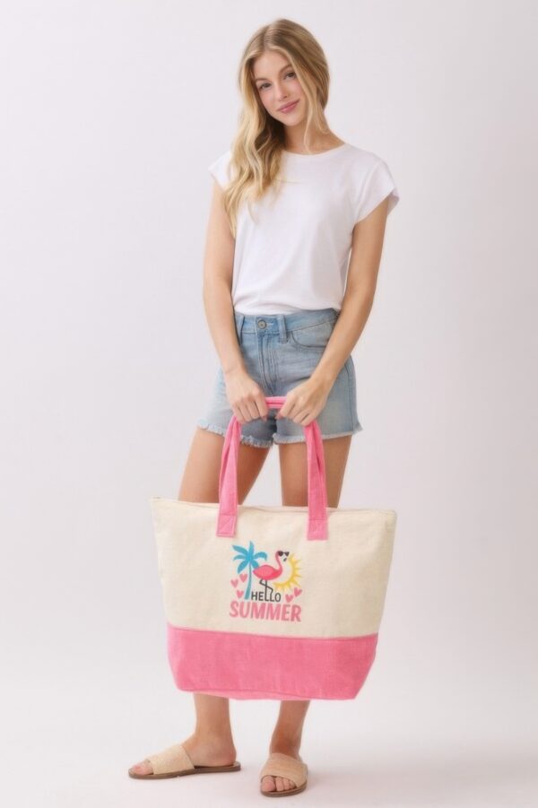 Hello Summer Terry Tote – ‘HELLO SUMMER’ Graphic Bag