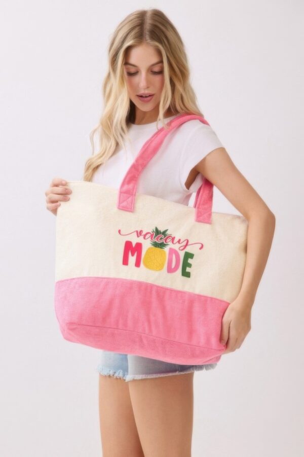 Vacay Mode Terry Tote – Fruit Graphic Beach Bag