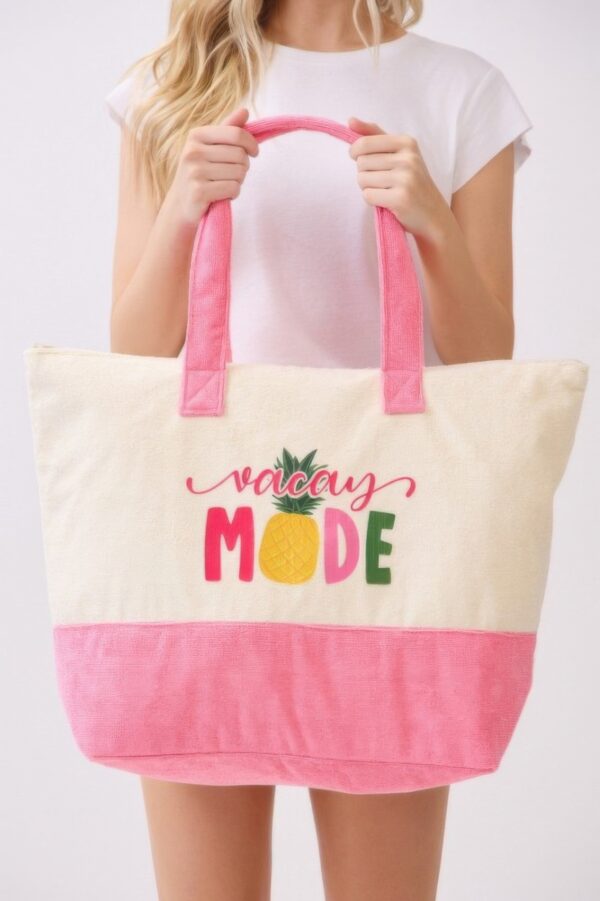 Vacay Mode Terry Tote – Fruit Graphic Beach Bag