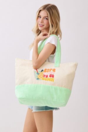 Terry Tote with Playful Beverage Graphic