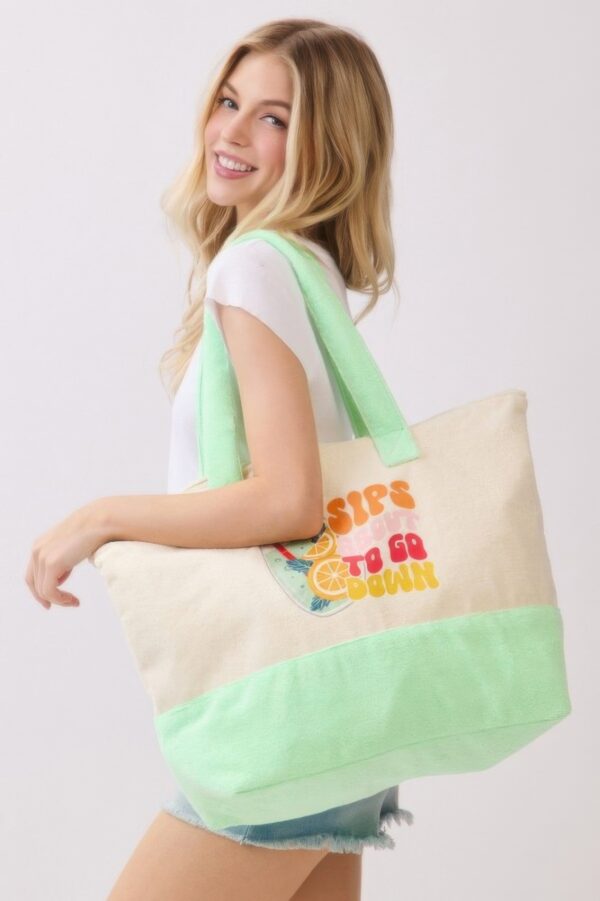 Terry Tote with Playful Beverage Graphic