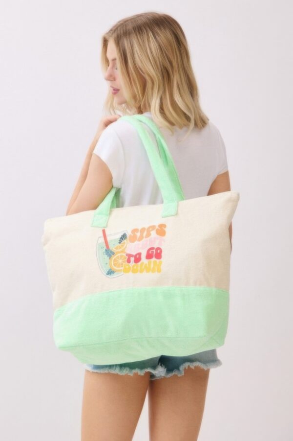 Terry Tote with Playful Beverage Graphic