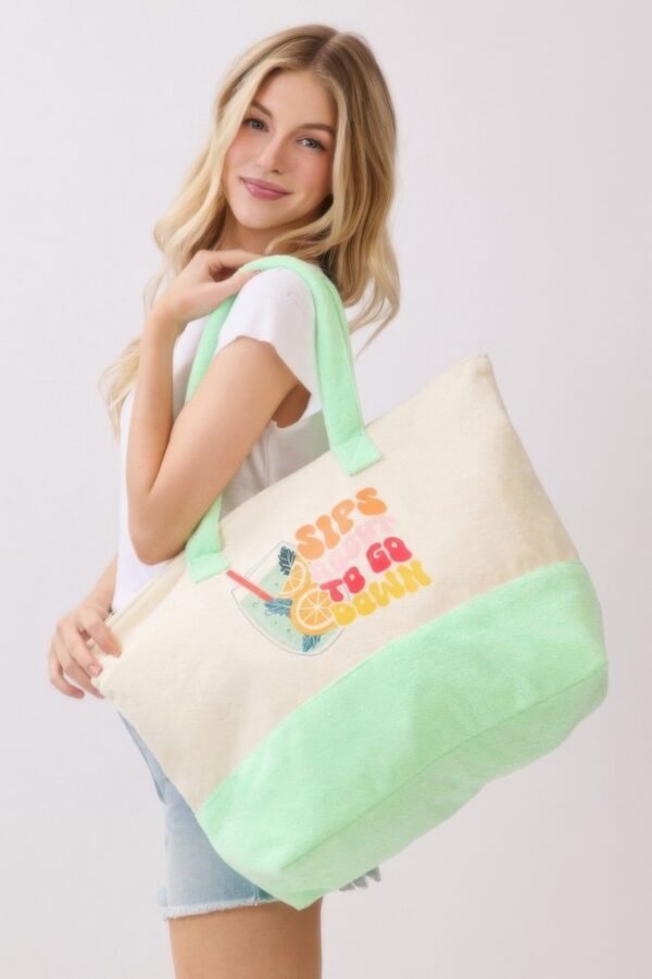 Terry Tote with Playful Beverage Graphic