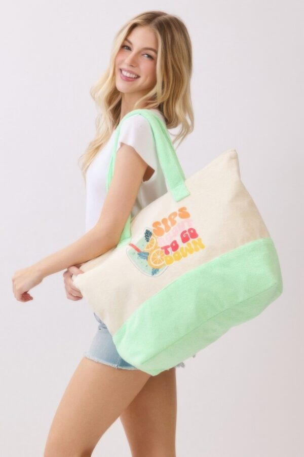 Terry Tote with Playful Beverage Graphic