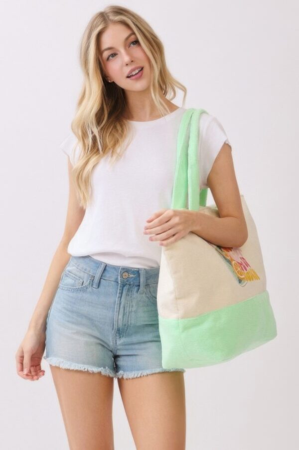 Terry Tote with Playful Beverage Graphic