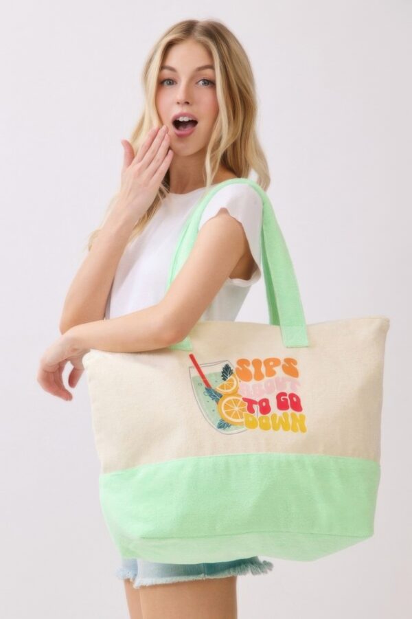 Terry Tote with Playful Beverage Graphic