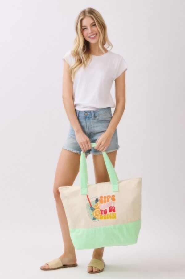 Terry Tote with Playful Beverage Graphic