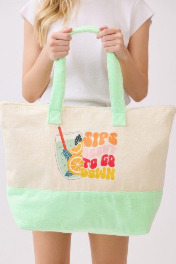Terry Tote with Playful Beverage Graphic
