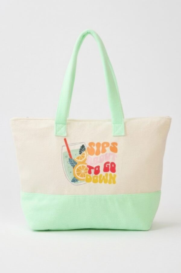 Terry Tote with Playful Beverage Graphic