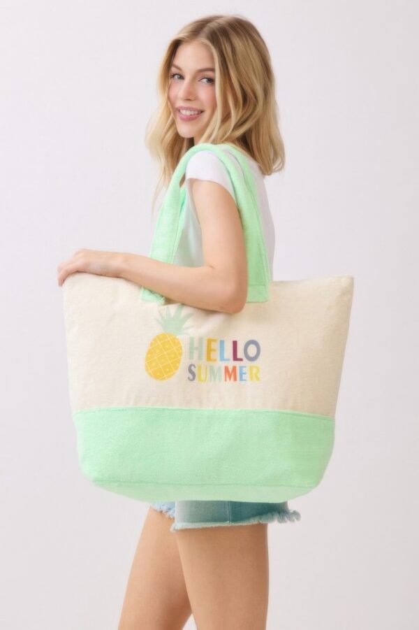 Hello Summer Terry Tote – HELLO SUMMER Graphic Beach Bag