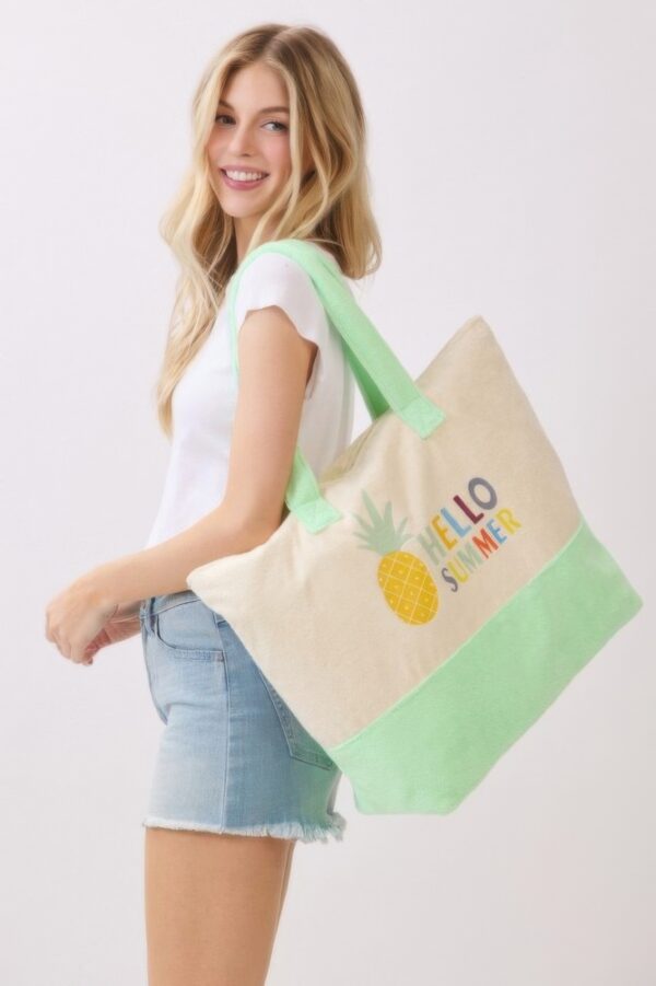 Hello Summer Terry Tote – HELLO SUMMER Graphic Beach Bag