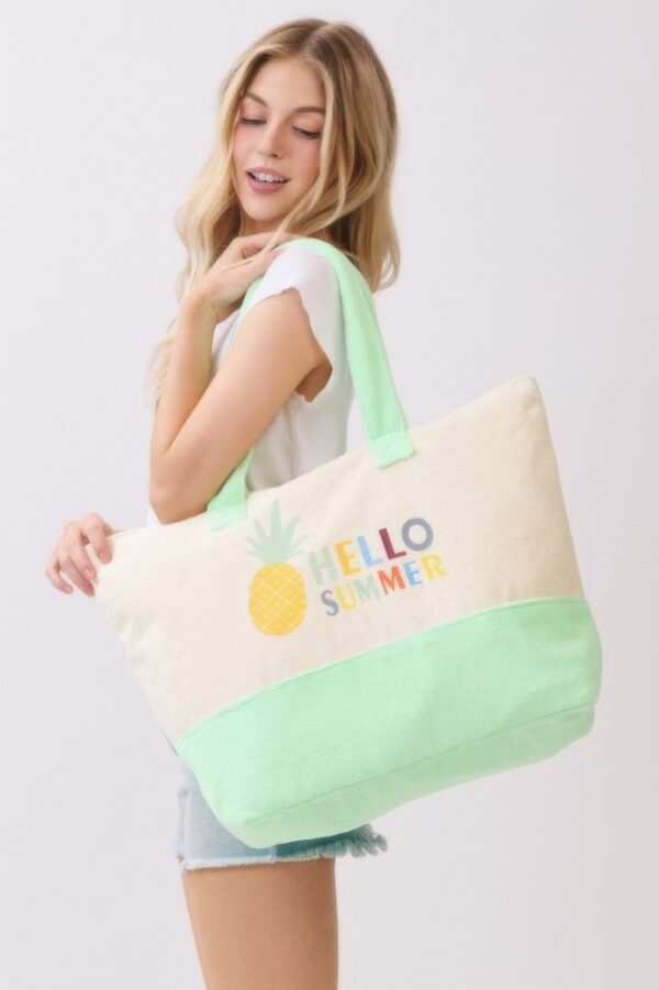 Hello Summer Terry Tote – HELLO SUMMER Graphic Beach Bag