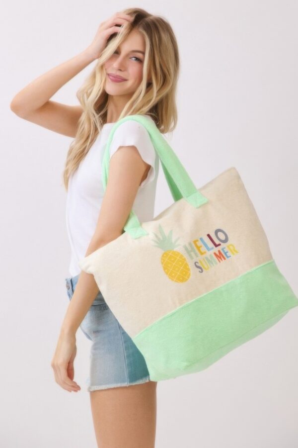 Hello Summer Terry Tote – HELLO SUMMER Graphic Beach Bag